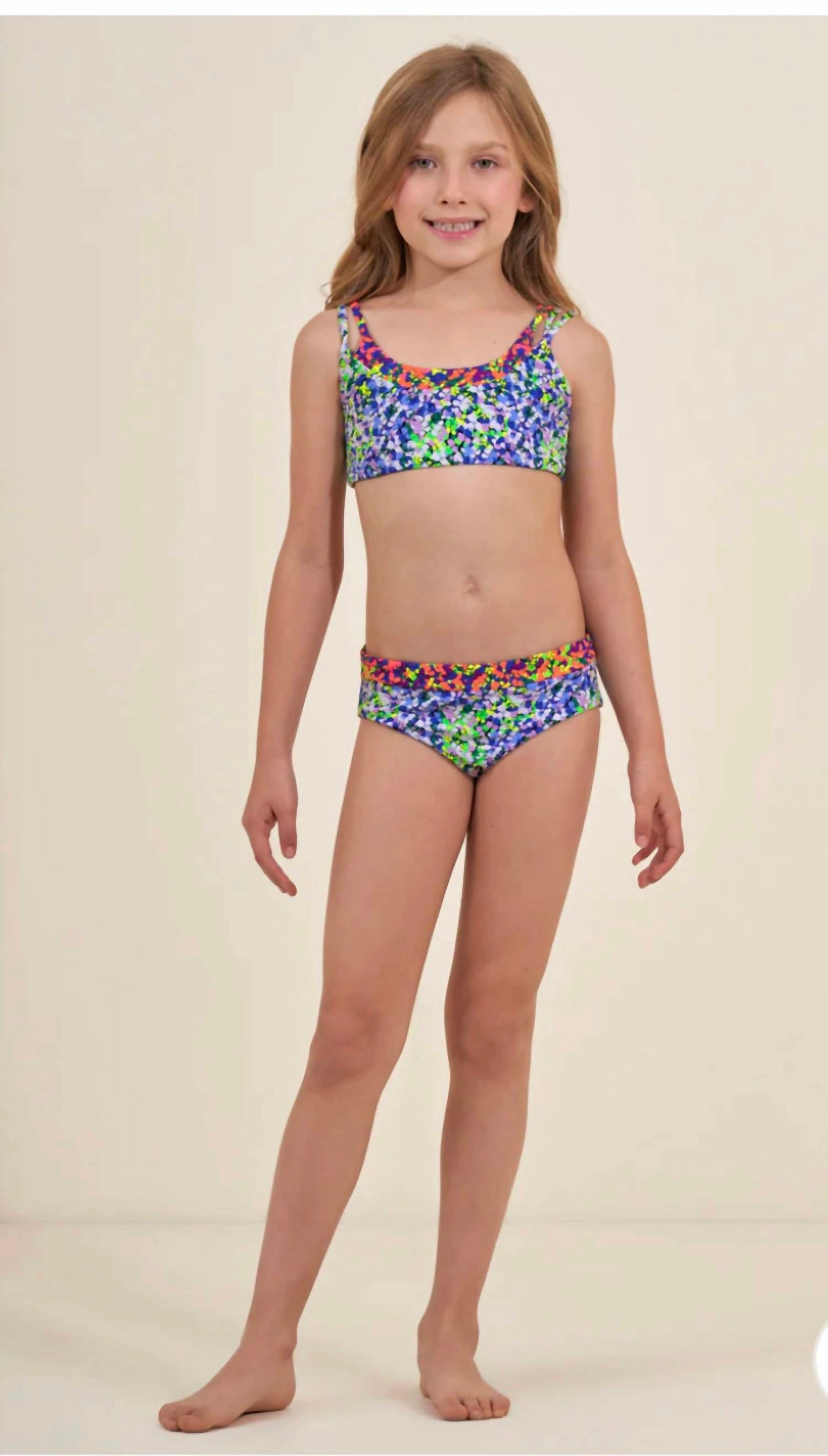 Monetliberty Dulcet Girls Bikini Set In Purple/multiple
