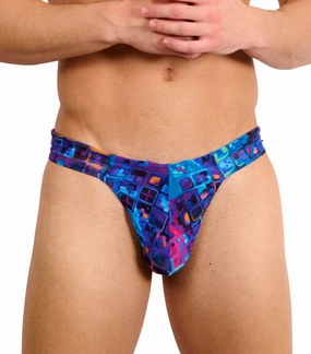 Mosaic Tan Through Swim Thong tan through swimwear men, mens breathable swimwear