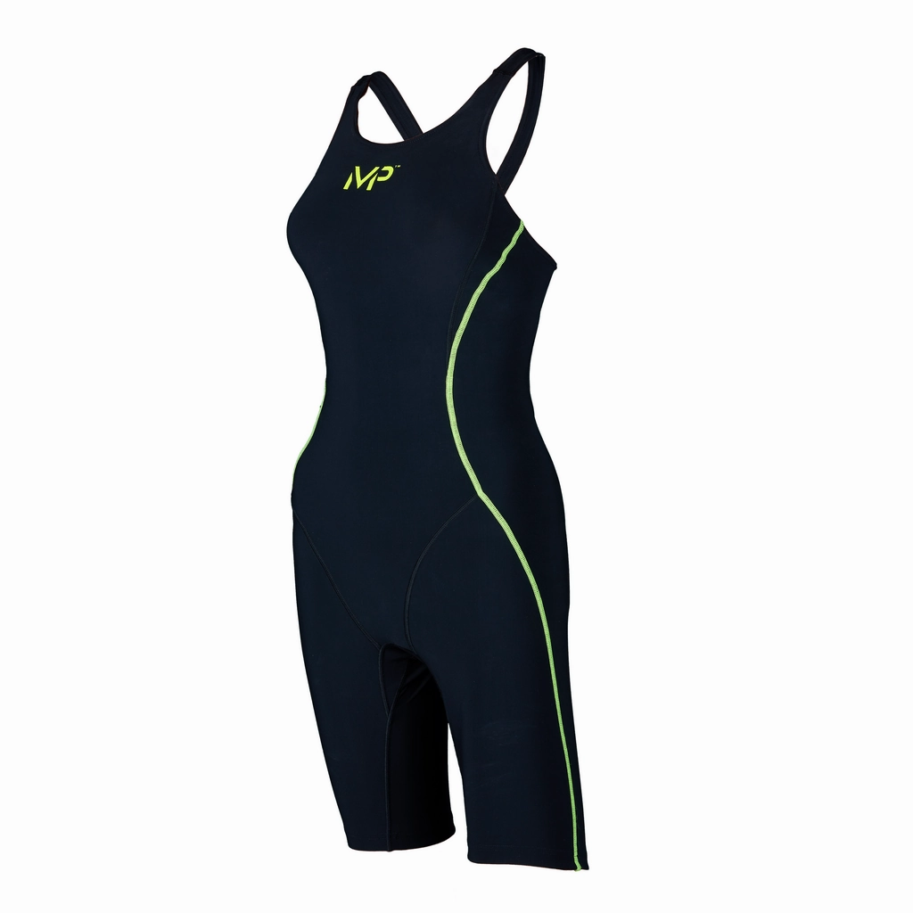 MP Michael Phelps  M-PULSE Kneeskin - Yellow Black performance swimwear for women, athletic swimsuits