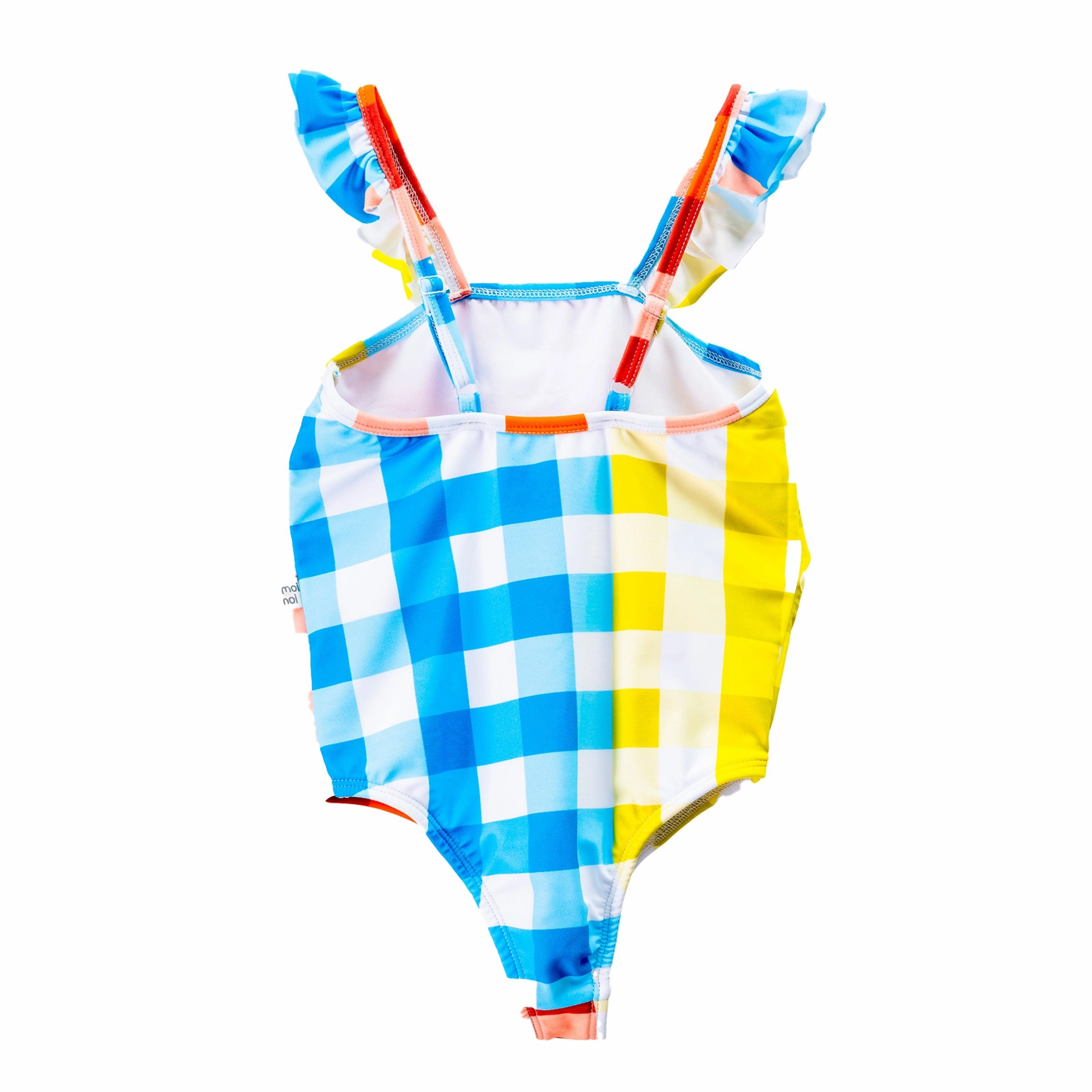 Multicolor Plaid Print Ruffle One Piece Swimsuit