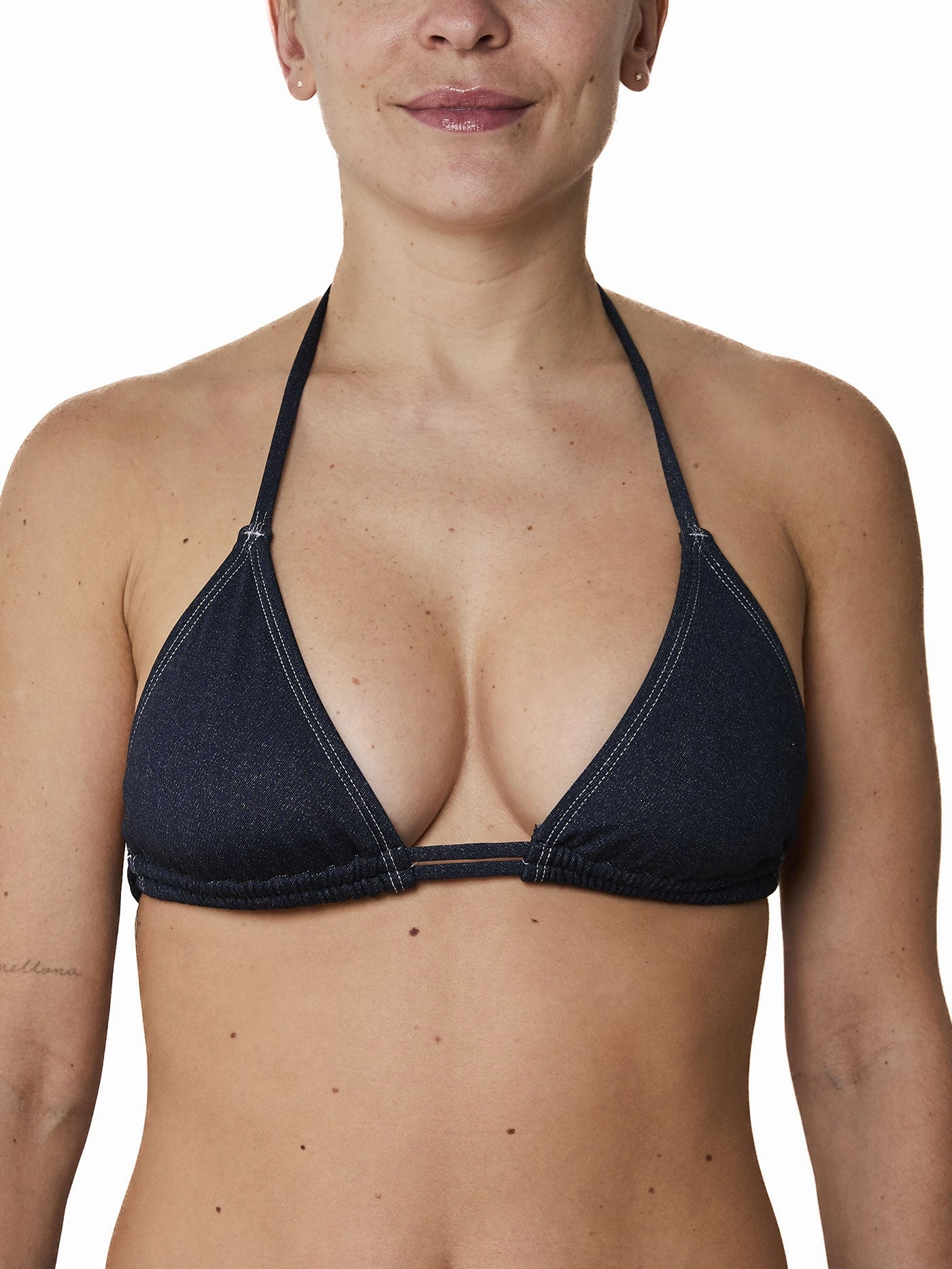 Natalia Denim Bikini Top basic swimsuits for women, durable swimwear for ladies