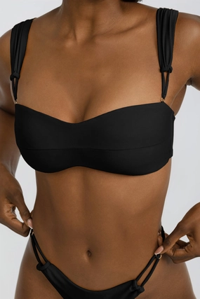 Naya Top - Black soft fabric swimwear women, resort swimwear for ladies
