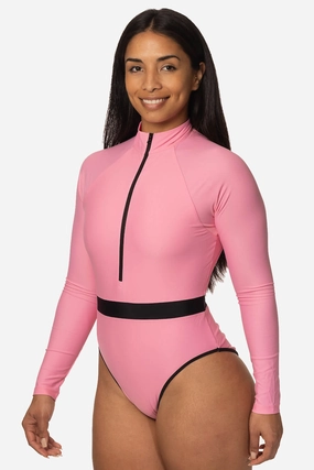 Nazare Long Sleeve Zip-Up Surf One Piece - Dazzle all types of swimwear, full coverage swimwear for all ages
