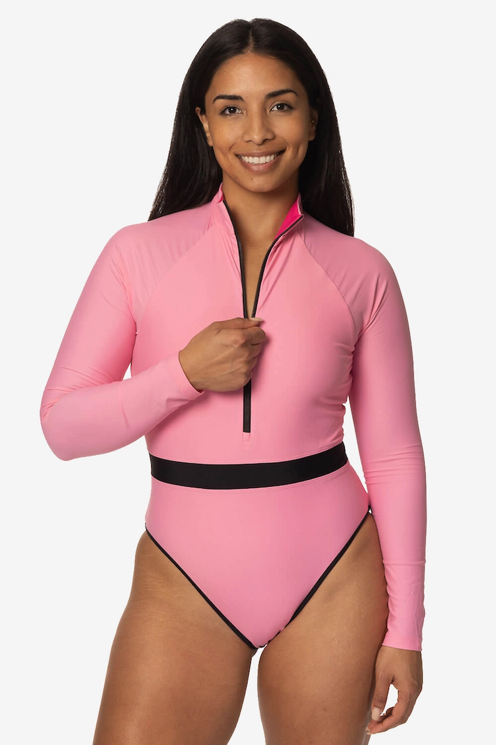 Nazare Long Sleeve Zip-Up Surf One Piece - Dazzle