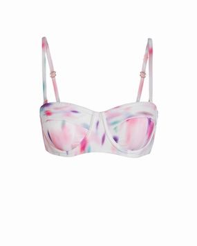 Nellie Top In Hazy Ikat Ivory strapless swimwear tops, lightweight swim tops