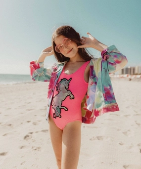Neon Unicorn Swimsuit stylish teen girl swimsuits, teen girls swimwear sets