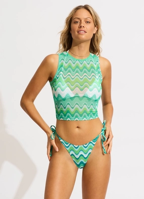 Neue Wave Mesh Tank Bikini Top - Jade two-piece bikinis for women, trendy bikinis for beachwear