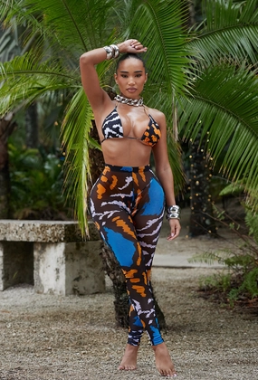 Niccolo 3 Piece Pants Set - Safari Azul affordable swimsuits for women, elegant women's swimwear
