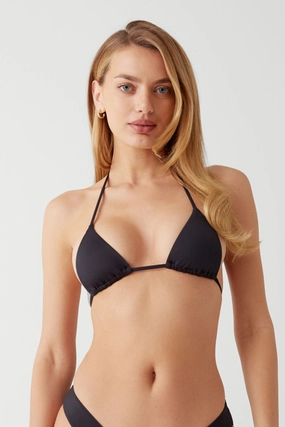 Nick String Triangle Bikini Top - Black swim tops for women, bikini tops with support