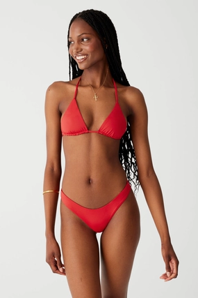 Nick String Triangle Bikini Top - True Red swim tops for women, bikini tops with support