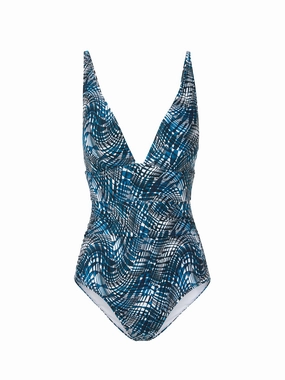 Niki One Piece Abstract Wave fashionable beach swimwear, modern womens bikinis
