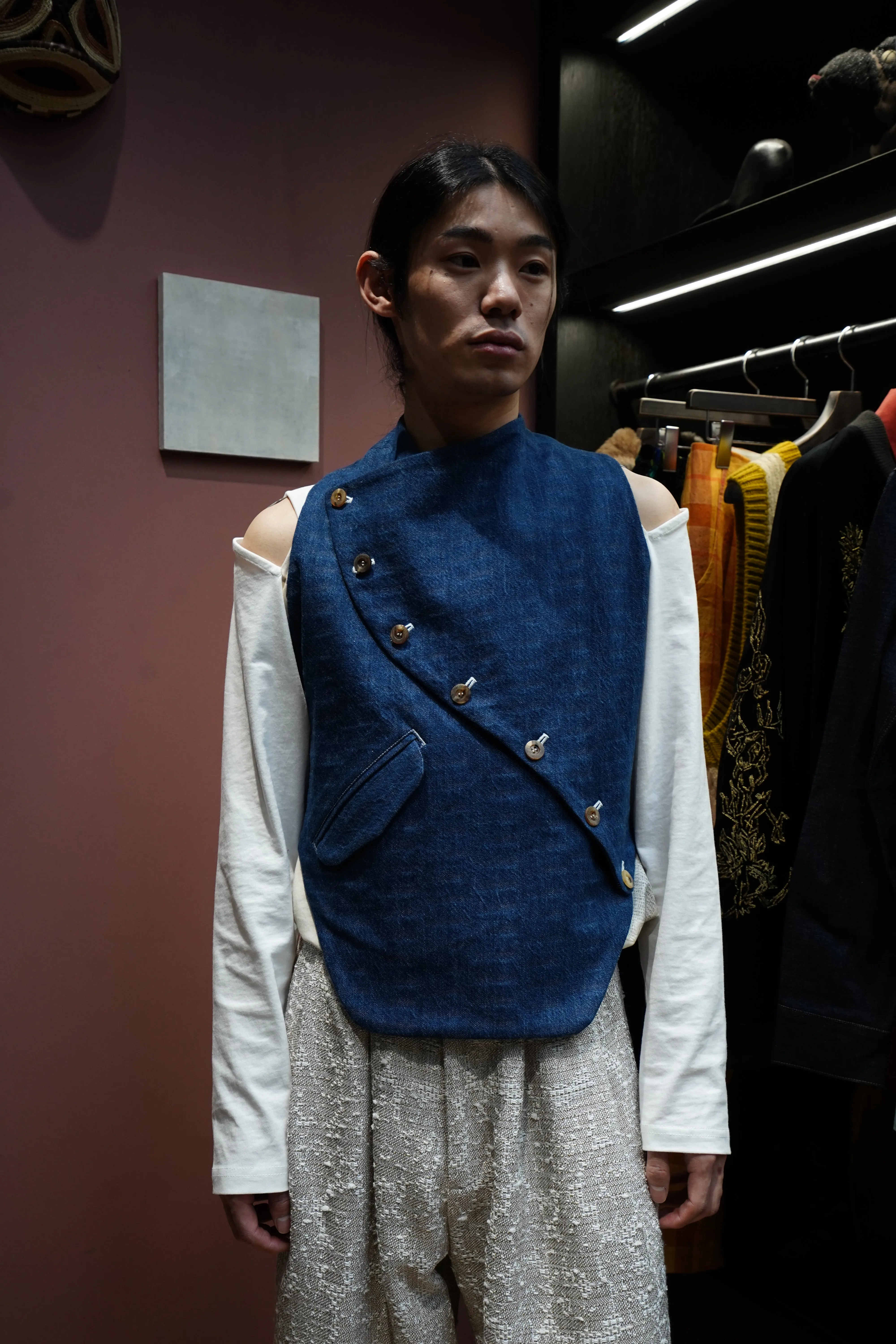 Nobuyuki Matsui Swimmy denim vest (Blue)