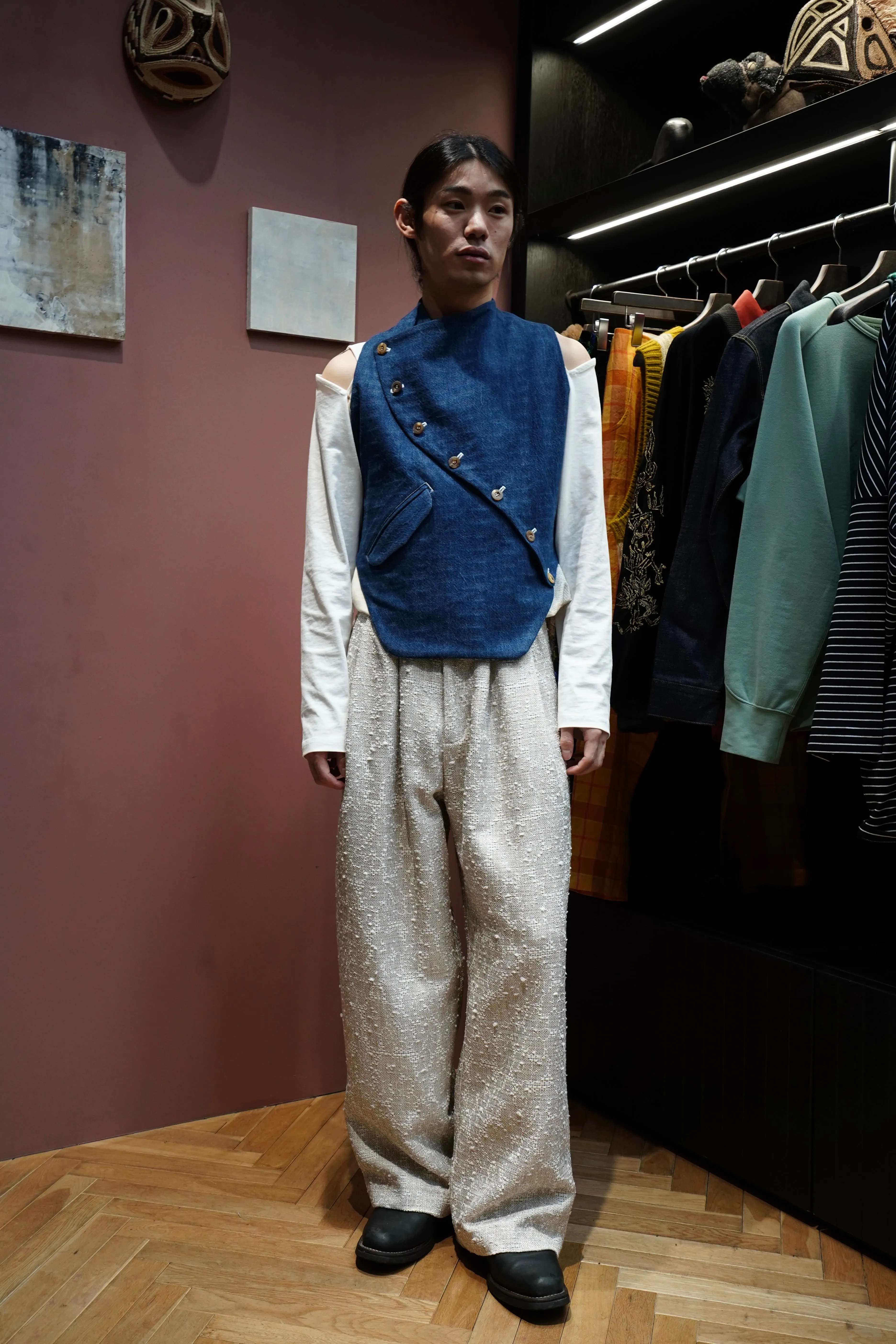 Nobuyuki Matsui Swimmy denim vest (Blue)