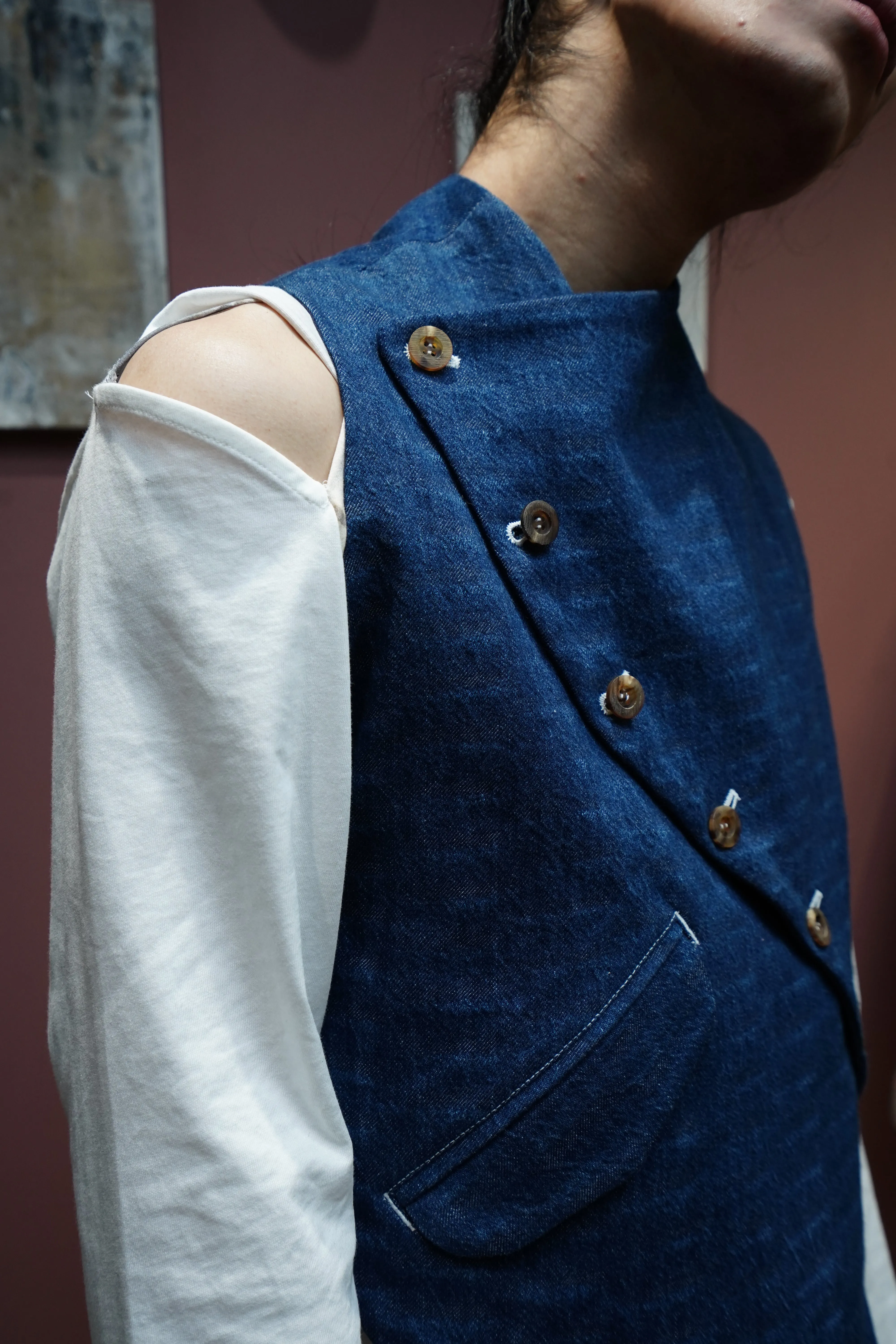 Nobuyuki Matsui Swimmy denim vest (Blue)