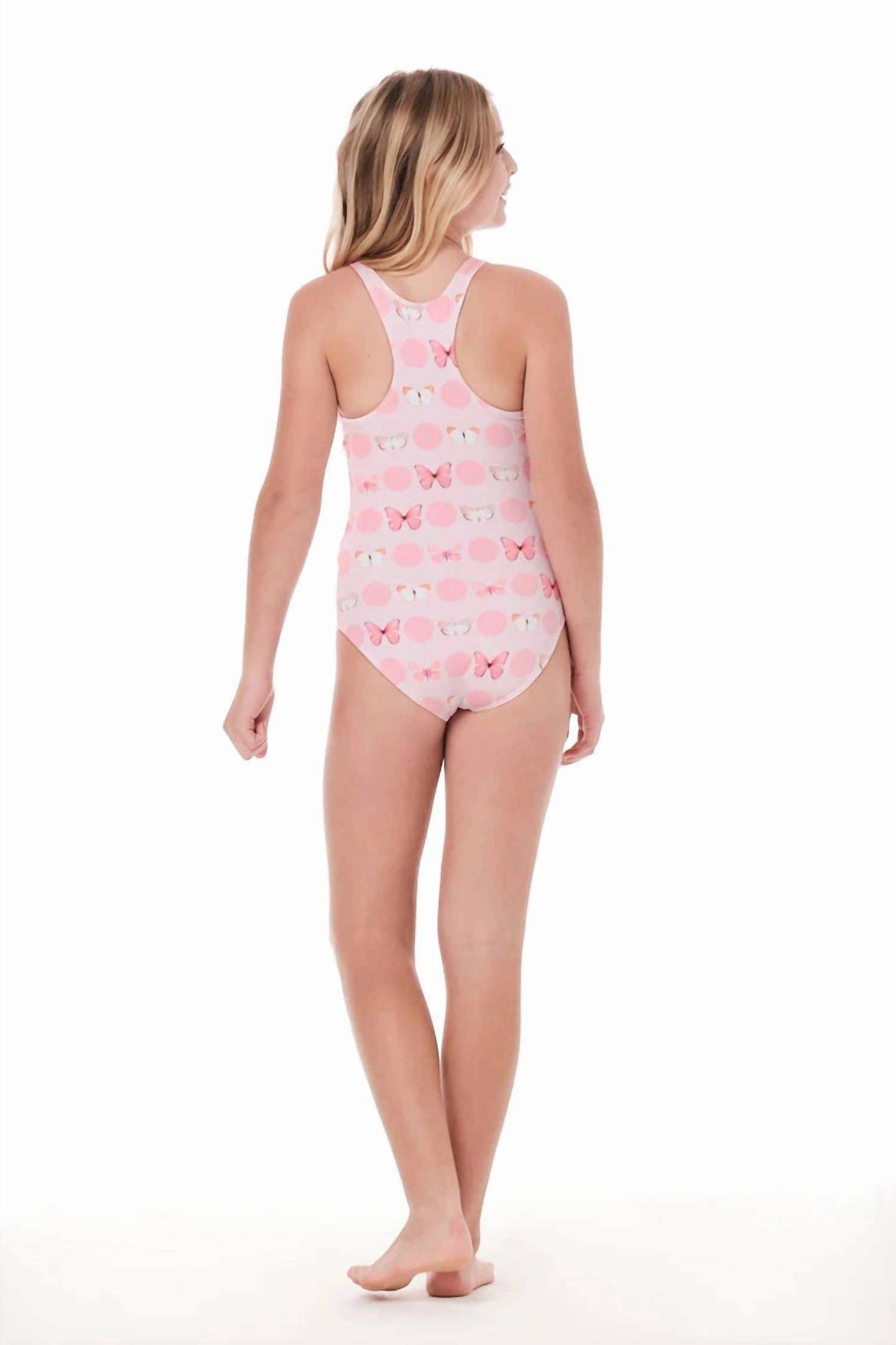 Not Too Basic One Piece Swimsuit In Pink Butterflies