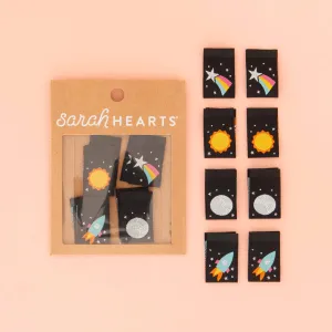 Notion: Sarah Hearts Labels Space Multipack - Metallic Sewing Woven Clothing Label Tags-1 pack