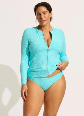 Oasis Long Sleeve Rashvest - Atoll plus size swimwear women, summer swimwear for ladies