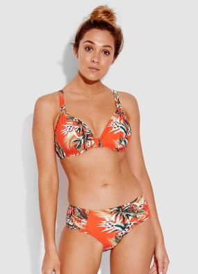 Ocean Alley Wide Side Retro Bikini Pants - Tangelo two-piece bikinis for women, trendy bikinis for beachwear