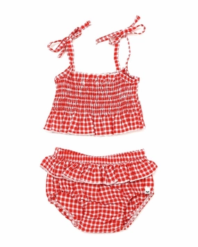 oh baby! Gingham Sunsuit Set stylish teen girl swimsuits, teen girls swimwear sets