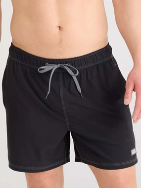 Oh Buoy 2N1 Black Swim Trunk Shorts men's boardshorts swimwear, long swim shorts for men