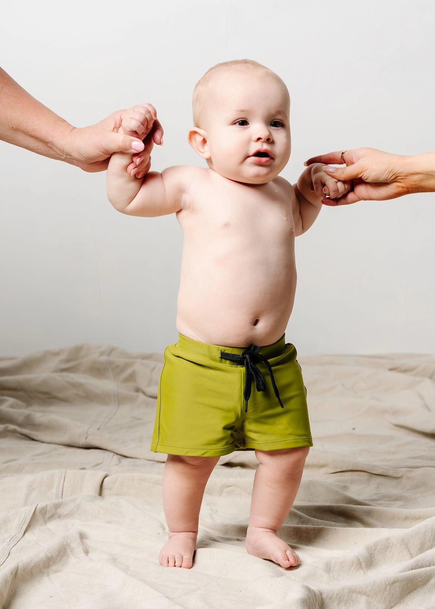Olive Green | Baby Euro Shorts boys summer swimwear, boys rash guard swim sets