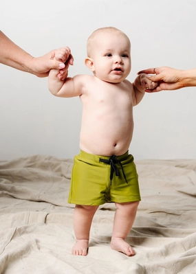 Olive Green | Baby Euro Shorts boys summer swimwear, boys rash guard swim sets