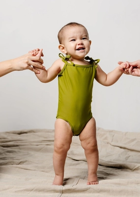 Olive Green | Baby Simply One-Piece cute girls swimsuits, stylish swimwear for girls