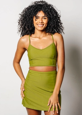 Olive Green | Detached High-Waisted Skirt elastic waistband swim bottoms, mix-and-match bikini bottoms