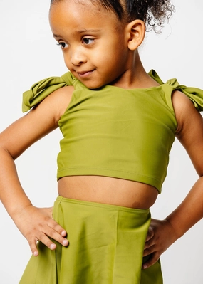 Olive Green | Mini Knot Top cute girls swimsuits, stylish swimwear for girls