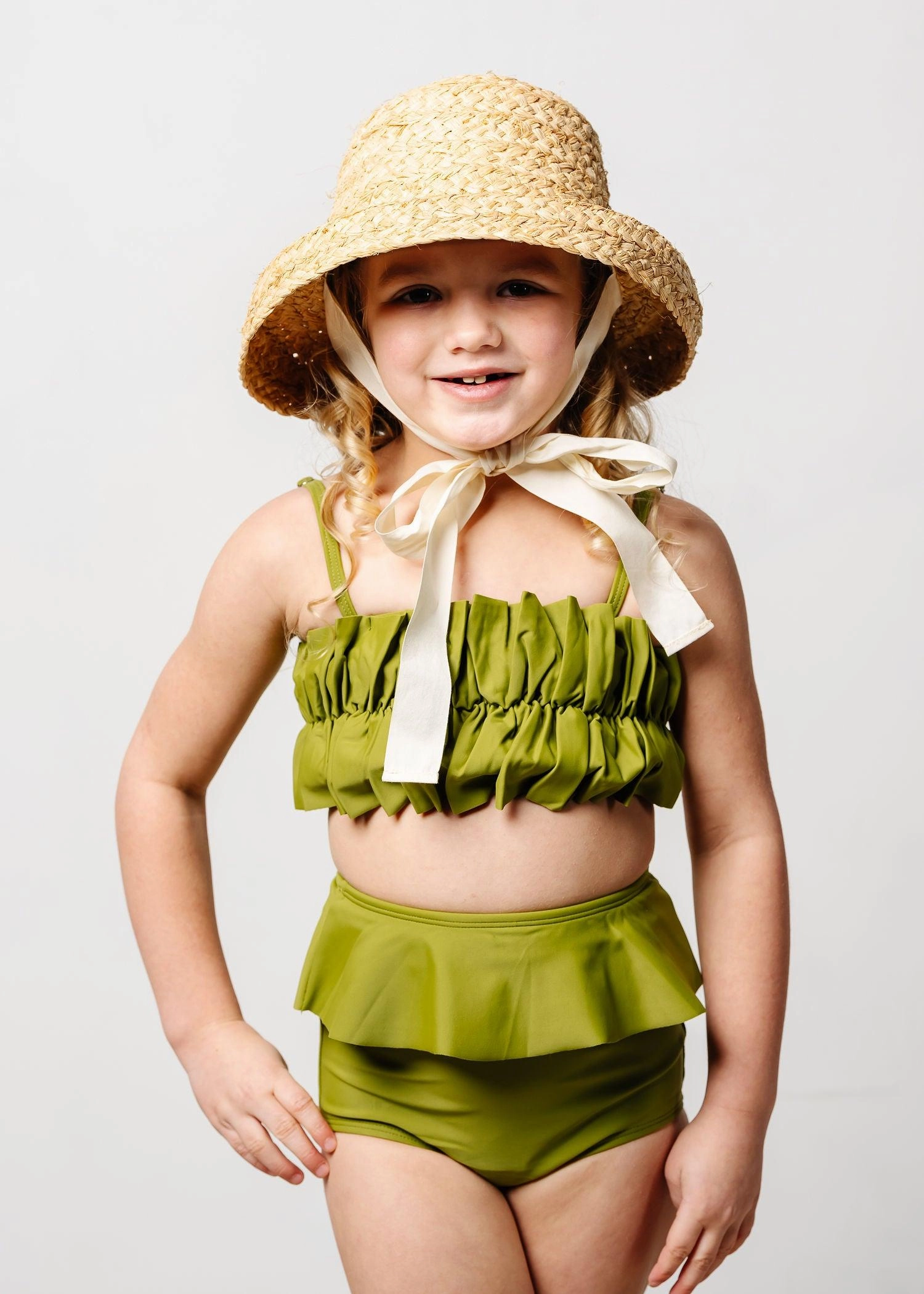 Olive Green | Mini Oversized Ruffle Top
