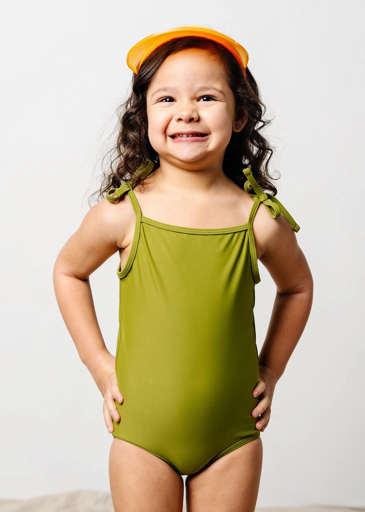 Olive Green | Mini Simply One-Piece cute girls swimsuits, stylish swimwear for girls