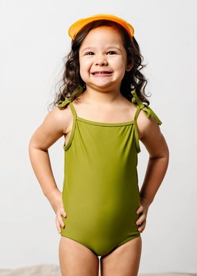 Olive Green | Mini Simply One-Piece cute girls swimsuits, stylish swimwear for girls