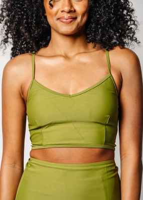 Olive Green | V'D Crop Top tankini swim tops, adjustable bikini tops