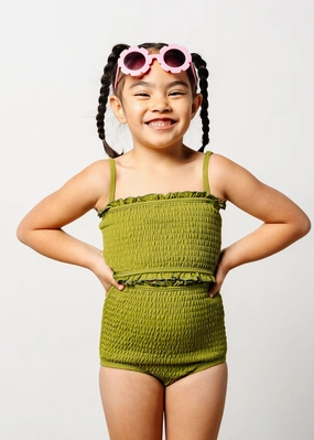 Olive Green | Youth Bandeau Top cute girls swimsuits, stylish swimwear for girls