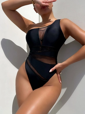 One-Shoulder Sleeveless One-Piece Swimsuit one piece swimsuits for women, full coverage one piece swimwear