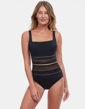 Onyx Square Neck Swimsuit - Black high neck swimsuits women, modest high neck swimwear