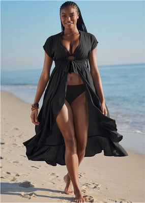 Open Cover-Up Dress - Black Beauty swimwear for all body types, comfortable womens beachwear
