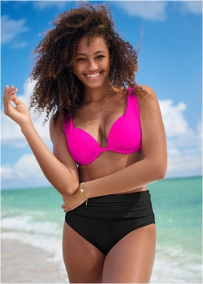 Over-The-Shoulder Marilyn Top - Electric Pink supportive swim tops, printed bikini tops