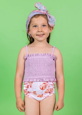 Painted Clams | Mini Down in Front Ruffle Bottoms cute girls swimsuits, stylish swimwear for girls