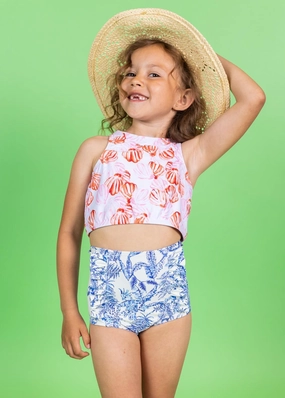 Painted Clams | Mini Racer Back Top cute girls swimsuits, stylish swimwear for girls