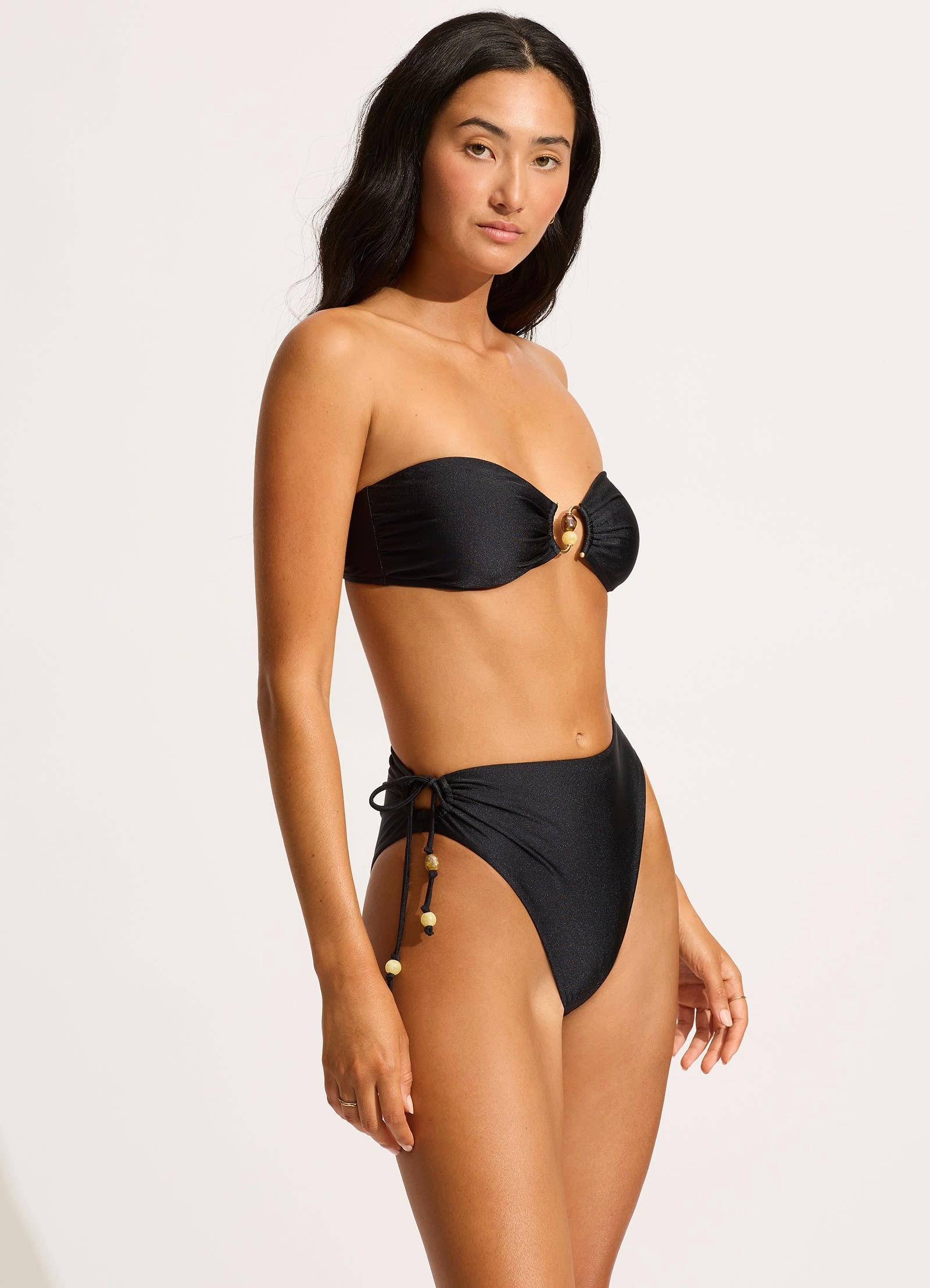 Palermo Ring Front Bandeau Bikini Top - Black