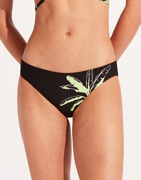 Palm Paradise Hipster Bikini Pant - Black adjustable swim bottoms women, flattering bikini bottoms