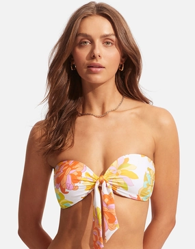 Palm Springs Twist Tie Front Bandeau Bikini Top - Limelight full coverage swim tops, cute bikini tops