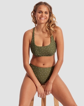 Paradise Garden DD Scoop Neck Halter - Avocado Spot modern womens swimwear, one piece swimsuits women