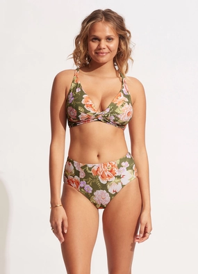 Paradise Garden High Waisted Pant - Avocado flattering swimwear women, comfortable swimwear for women