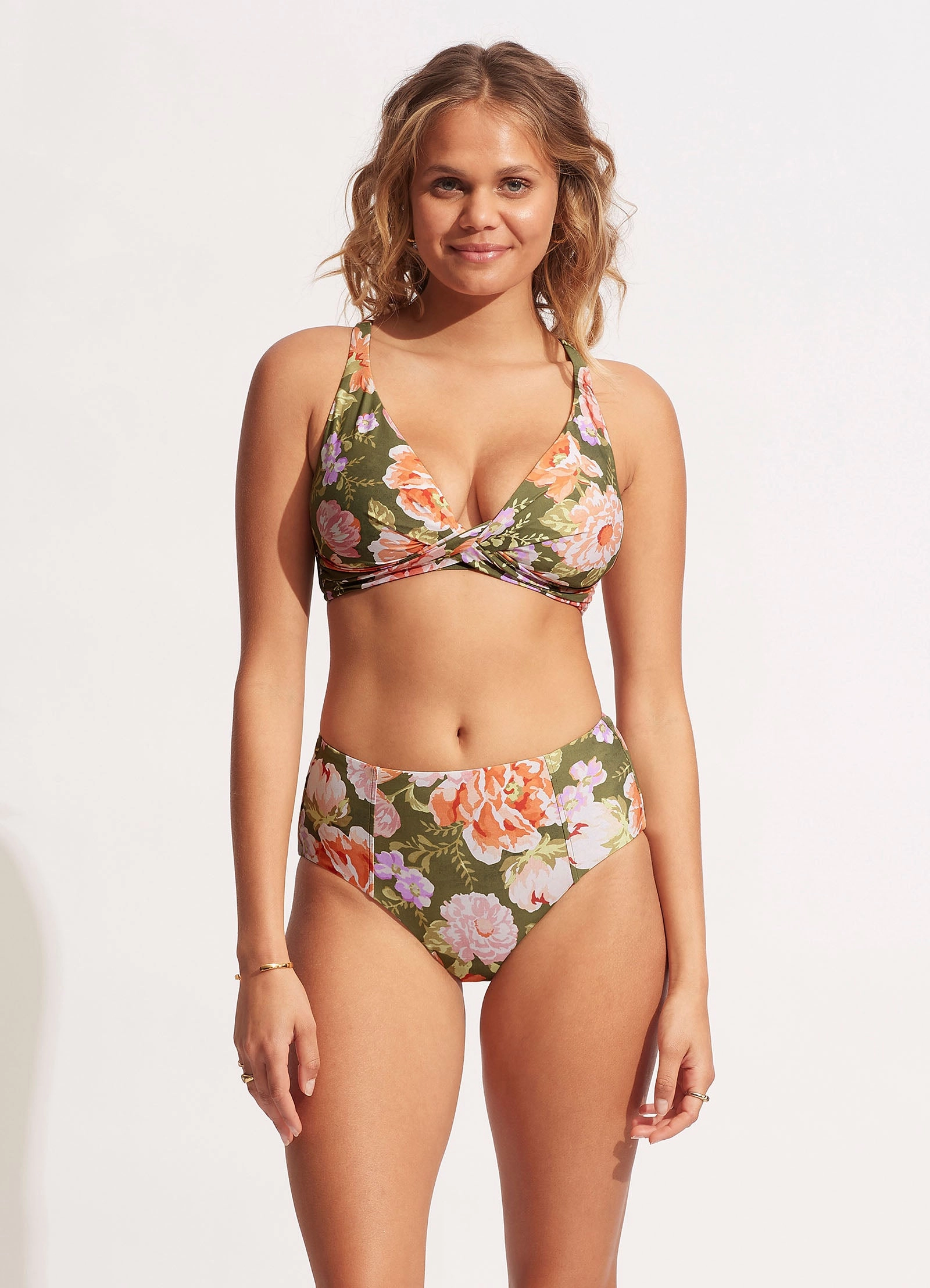 Paradise Garden High Waisted Pant - Avocado flattering swimwear women, comfortable swimwear for women