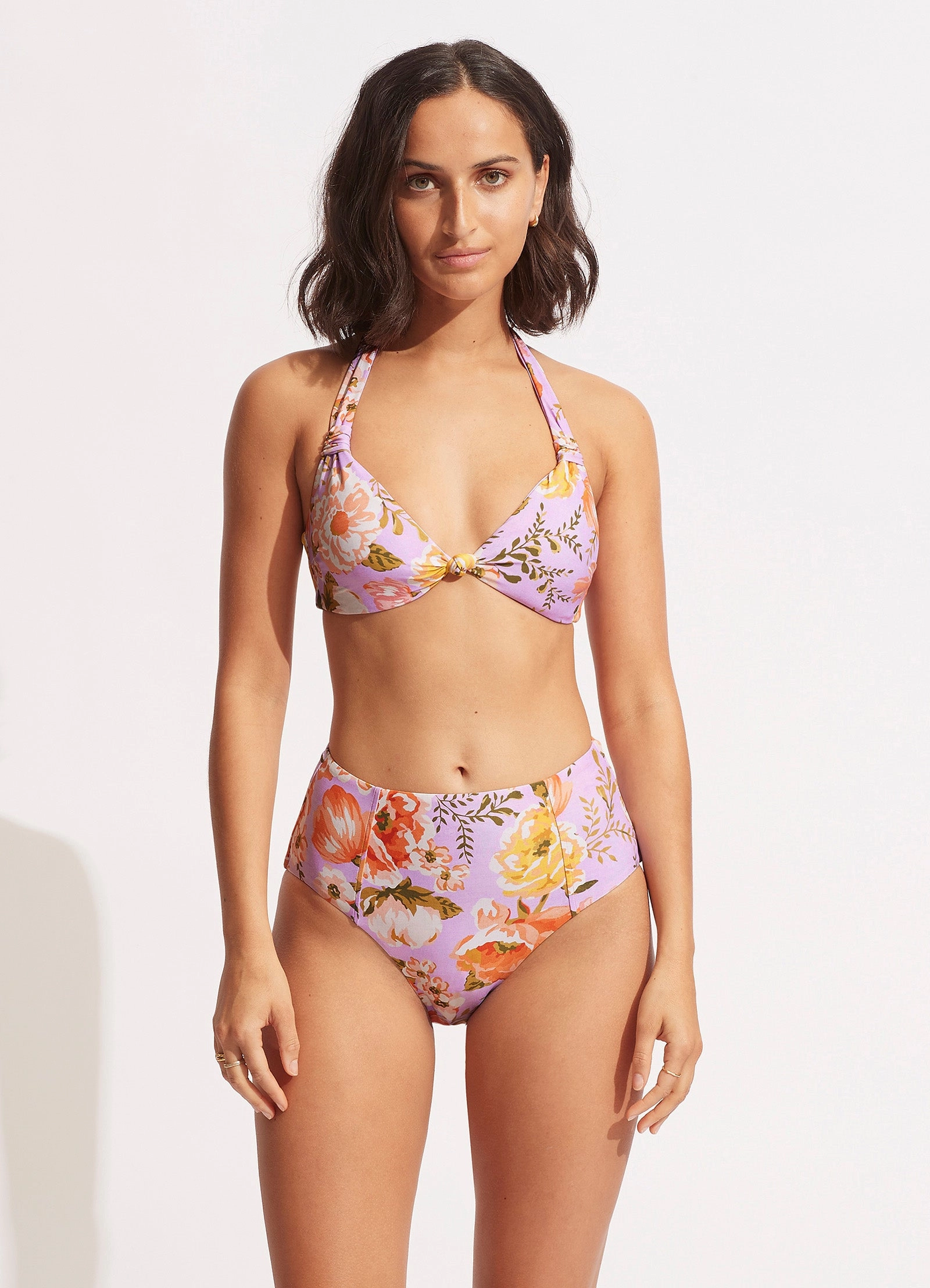Paradise Garden High Waisted Pant - Lilac flattering swimwear women, comfortable swimwear for women