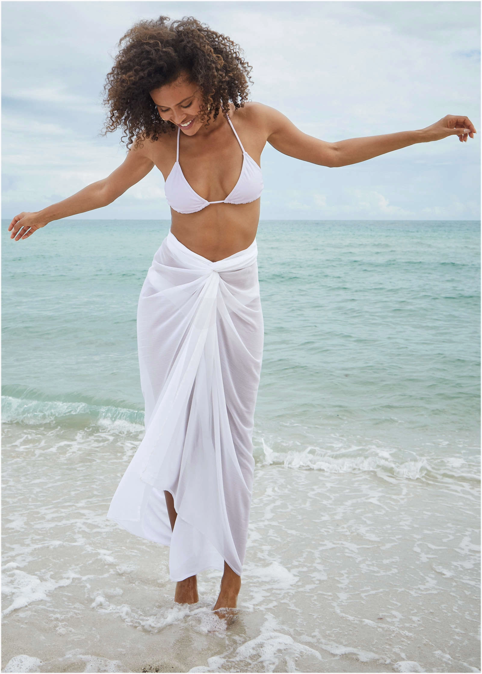 Pareo Cover-Up - Pearl White plain swimwear women, minimalist swimsuits