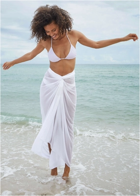Pareo Cover-Up - Pearl White plain swimwear women, minimalist swimsuits