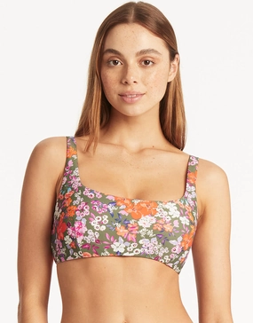 Parkland Low Square Neck Bikini Top - Khaki full coverage swim tops, cute bikini tops